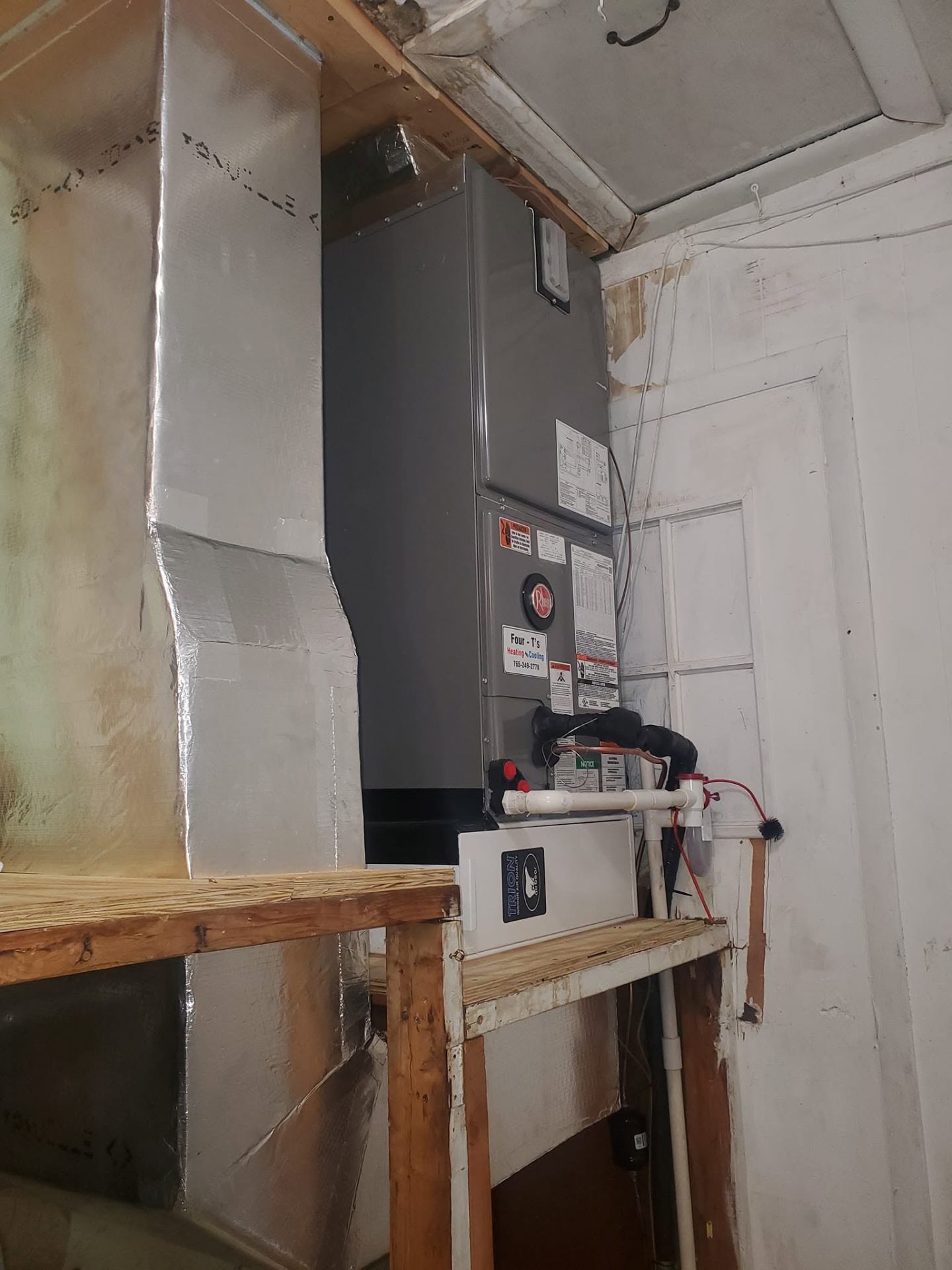 Rheem air handler installed with custom ductwork by 4-T's